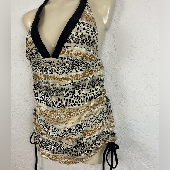 Venus Women’s Metallic Animal Print Swim Top Size 14 Tankini Top - Picture 2 of 7